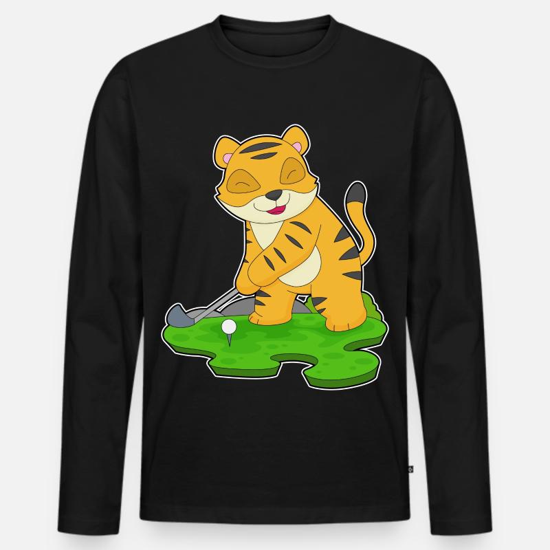 Tiger Golf Golfschläger - Männer Premium Bio Langarmshirt - Schwarz