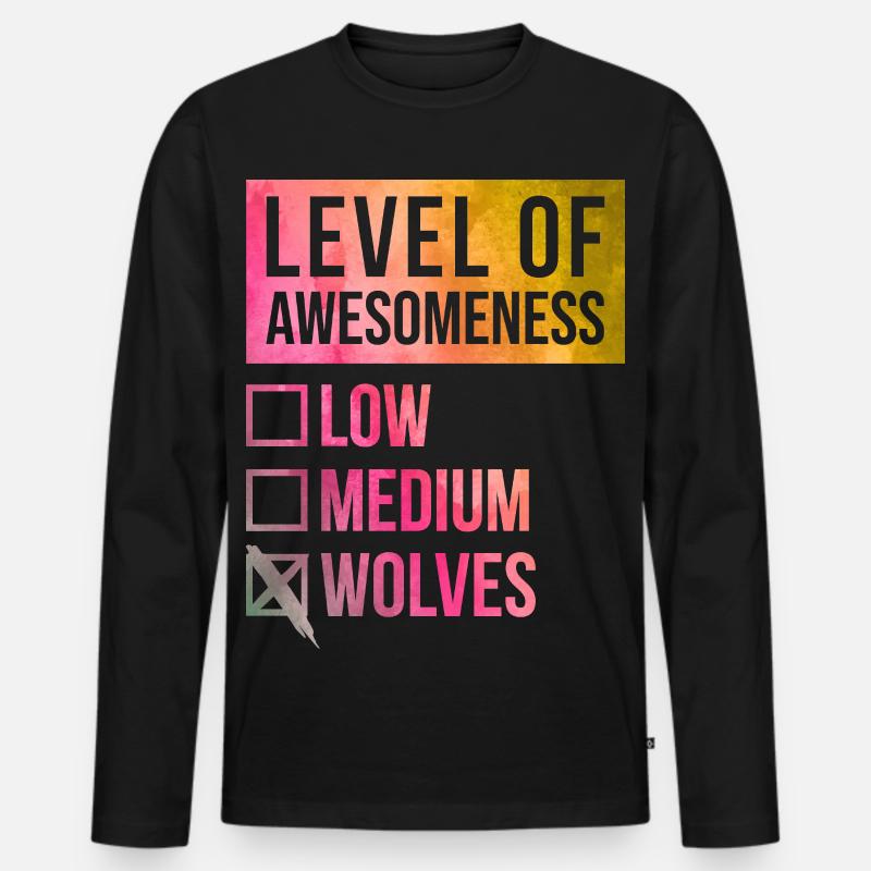 Wolf - Männer Premium Bio Langarmshirt - Schwarz