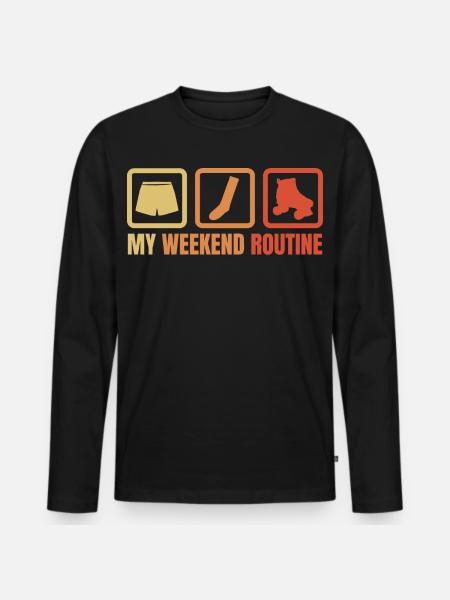 Weekend with roller skates - Men's Premium Organic Long Sleeve Shirt - black