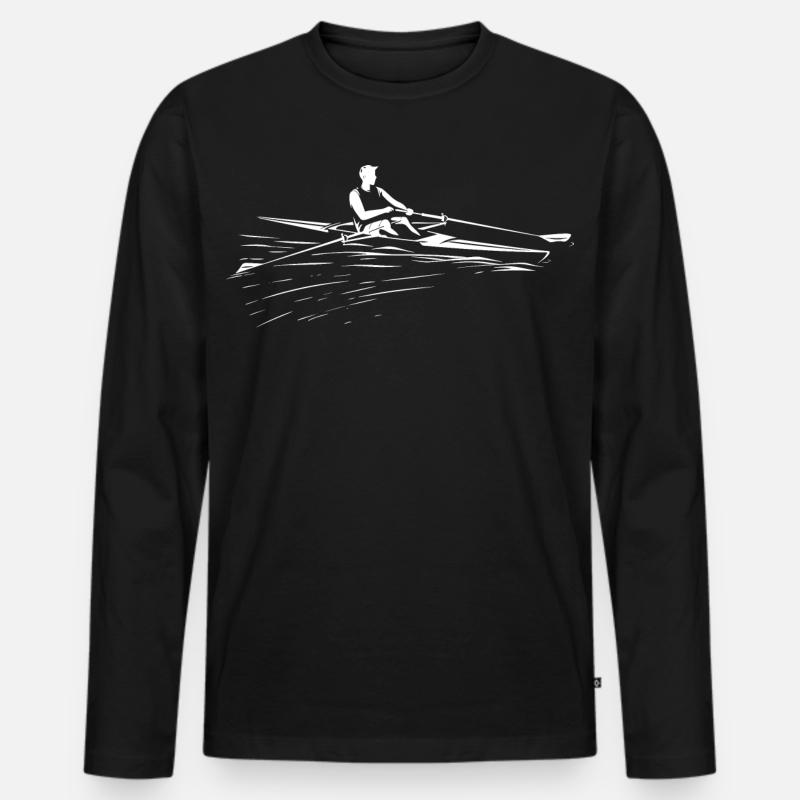Ruderer Skizze - Männer Premium Bio Langarmshirt - Schwarz