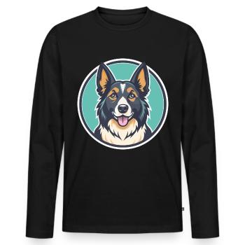 Berger des Carpates Chien Race Drôle Dessin animé Kawaii - T-shirt manches longues Premium bio Homme - noir - Devant - Nico (187cm)