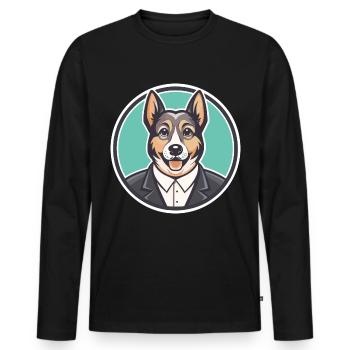 Castro Laboreiro Hunderasse Cartoon Kawaii Clipart - Männer Premium Bio Langarmshirt - Schwarz - Vorne - Nico (187cm)