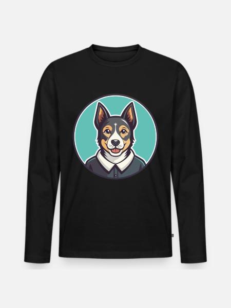 Cesky Strakaty Pes Dog Breed Cartoon Kawaii - Men's Premium Organic Long Sleeve Shirt - black