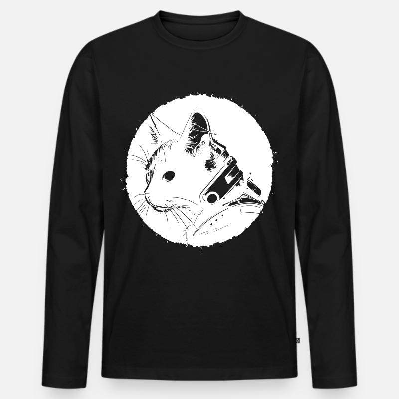 Steampunk Katze - Männer Premium Bio Langarmshirt - Schwarz