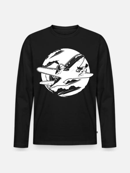 Dessin d’avion - T-shirt manches longues Premium bio Homme - noir