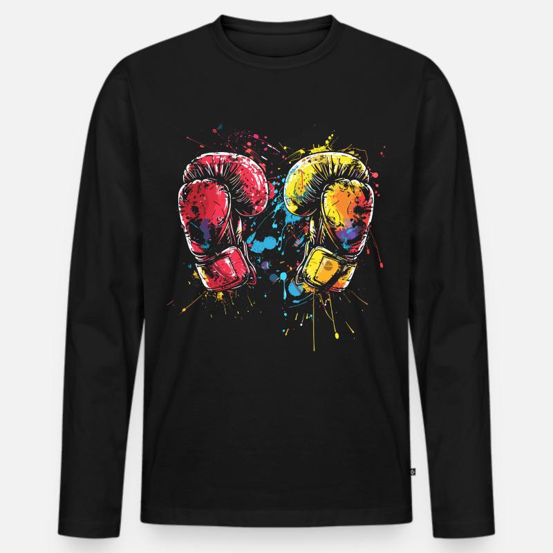 Kickboxhandschuhe - Männer Premium Bio Langarmshirt - Schwarz