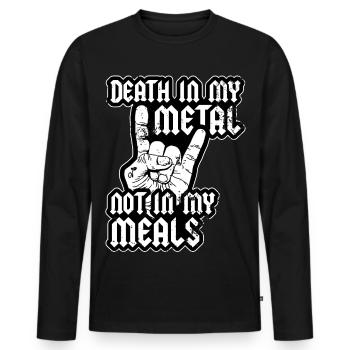La mort dans mon métal Pas dans mes repas Végétarien Végétalien - T-shirt manches longues Premium bio Homme - noir - Devant - Nico (187cm)
