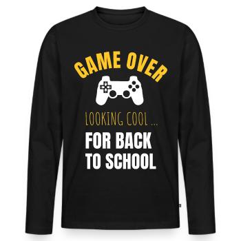 Début de l’école - T-shirt manches longues Premium bio Homme - noir - Devant - Nico (187cm)