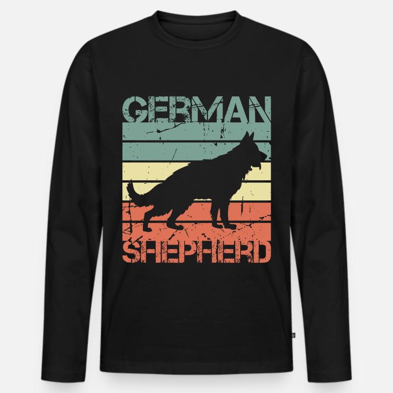 Retro Deutscher Schäferhund - Männer Premium Bio Langarmshirt - Schwarz