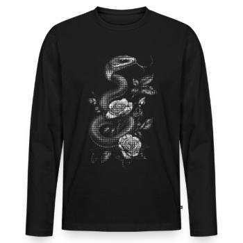 Schlange Natter Rose Ästhetik Blumen Geschenk - Männer Premium Bio Langarmshirt - Schwarz - Vorne - Nico (187cm)