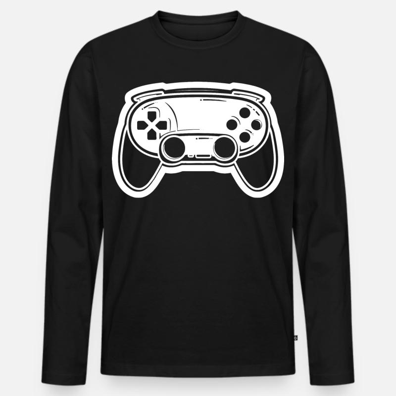 Video Game Controller Drawing - Men's Premium Organic Long Sleeve Shirt - black