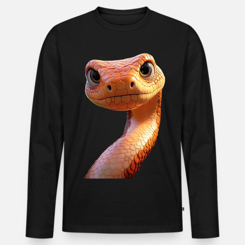 Schlange Python Kobra Mamba Klapperschlange Snake - Männer Premium Bio Langarmshirt - Schwarz