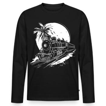Railway Graphic - Men's Premium Organic Long Sleeve Shirt - black - Front - Nico (187cm)