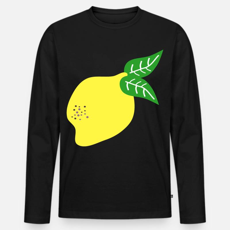 ZITRONE ZITRUSFRÜCHTE - Männer Premium Bio Langarmshirt - Schwarz