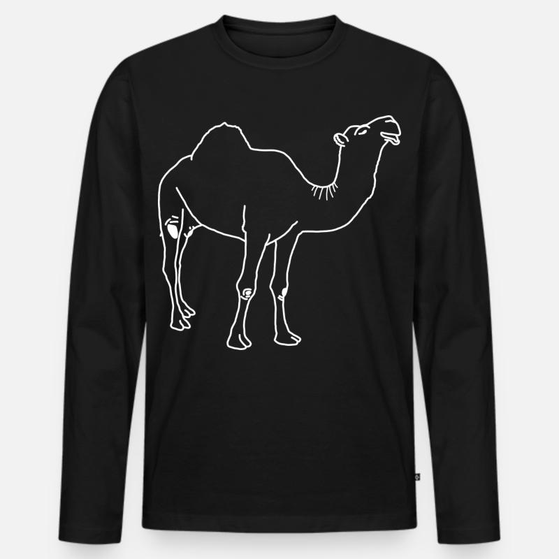 Dromedar lineart - Männer Premium Bio Langarmshirt - Schwarz