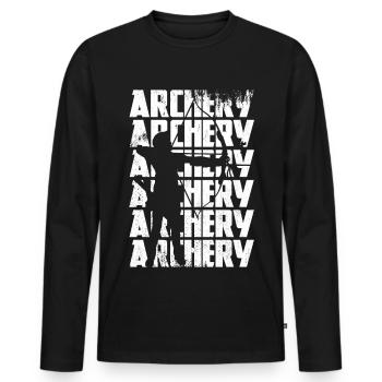 Bogenschießen - Männer Premium Bio Langarmshirt - Schwarz - Vorne - Nico (187cm)