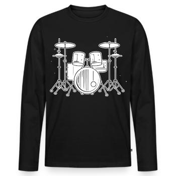 Drum Set Zeichnung - Männer Premium Bio Langarmshirt - Schwarz - Vorne - Nico (187cm)