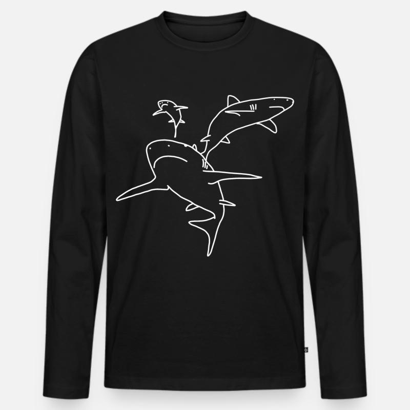 Haie - Männer Premium Bio Langarmshirt - Schwarz