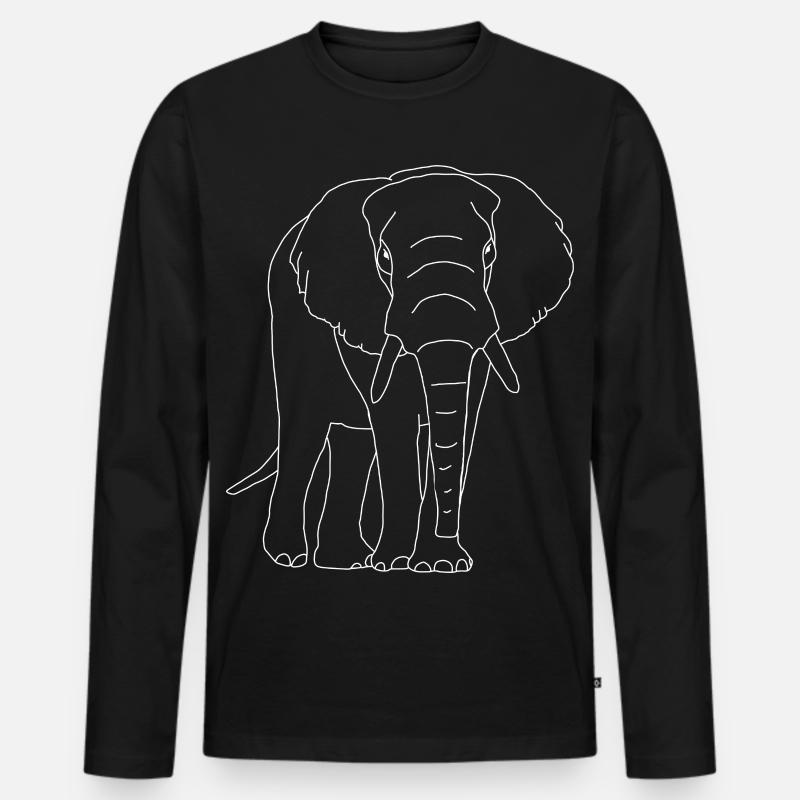 Elefant lineart - Männer Premium Bio Langarmshirt - Schwarz