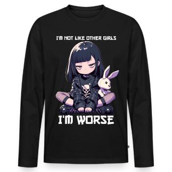 pas comme les autres filles Goth Girl Bunny Kawaii Gothic - T-shirt manches longues Premium bio Homme - noir - Devant - Nico (187cm)