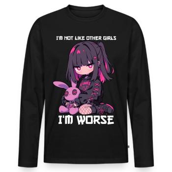 Not Like Other Girls Kawaii Goth Bunny Gift - Men's Premium Organic Long Sleeve Shirt - black - Front - Nico (187cm)