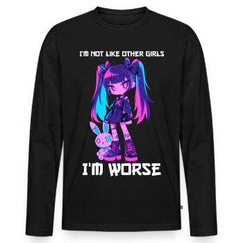 pas comme les autres filles Goth Girl Bunny Grunge Kawaii - T-shirt manches longues Premium bio Homme - noir - Devant - Nico (187cm)