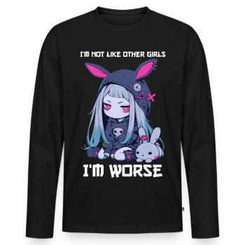 Not Like Other Girls Kawaii Goth Bunny Gothic - Men's Premium Organic Long Sleeve Shirt - black - Front - Nico (187cm)