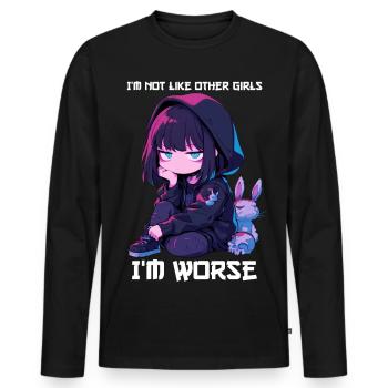 Pas comme les autres filles Anime Fille Kawaii Edgy Goth - T-shirt manches longues Premium bio Homme - noir - Devant - Nico (187cm)