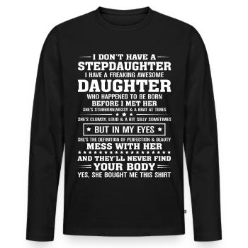 Stolze Stieftochter & Stolzer Stiefvater Bonus Tee - Men's Premium Organic Long Sleeve Shirt - black - Front - Nico (187cm)