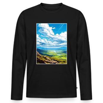 Mourne Mountains Aonb Travel Poster Souvenir WPA - Men's Premium Organic Long Sleeve Shirt - black - Front - Nico (187cm)
