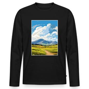 Mourne Mountains Aonb Travel Poster Souvenir WPA - Men's Premium Organic Long Sleeve Shirt - black - Front - Nico (187cm)