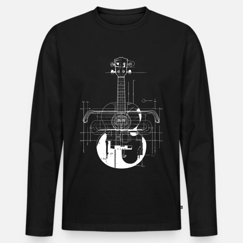 Ukulele Zeichnung - Männer Premium Bio Langarmshirt - Schwarz
