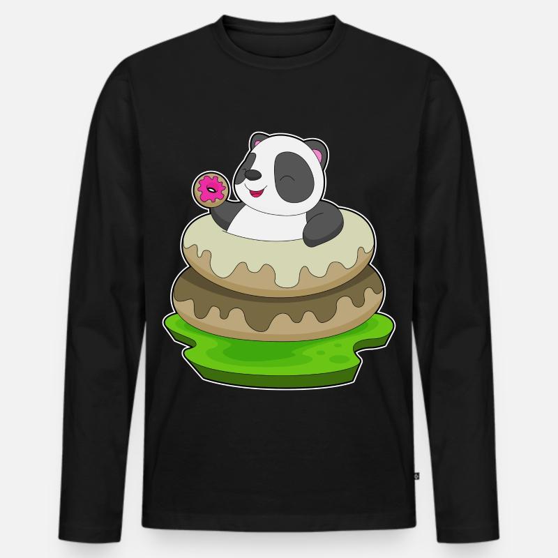 Panda Donuts - Männer Premium Bio Langarmshirt - Schwarz