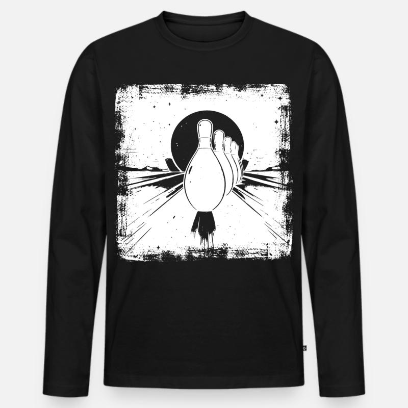 Bowling Pins - Männer Premium Bio Langarmshirt - Schwarz