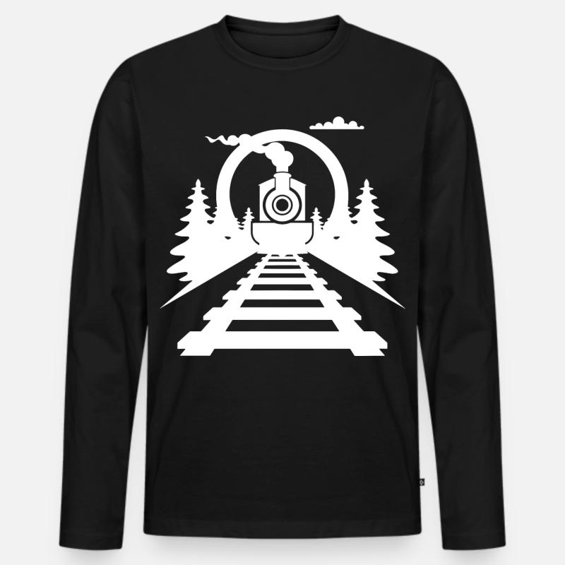 Eisenbahn - Männer Premium Bio Langarmshirt - Schwarz