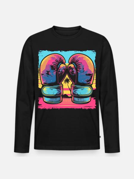 Kickboxing Cartoon Look - Men's Premium Organic Long Sleeve Shirt - black