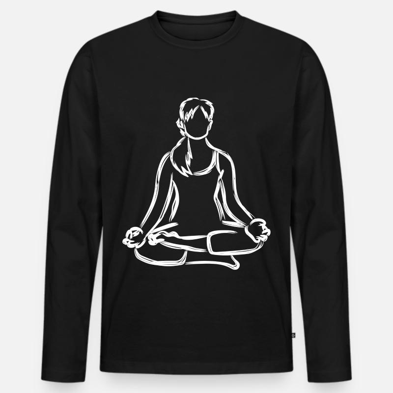 Yogini Zeichnung - Männer Premium Bio Langarmshirt - Schwarz