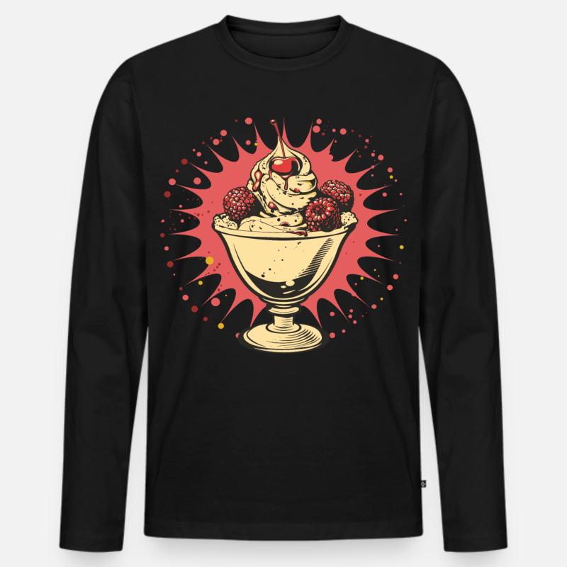 Grafik Eisbecher - Männer Premium Bio Langarmshirt - Schwarz