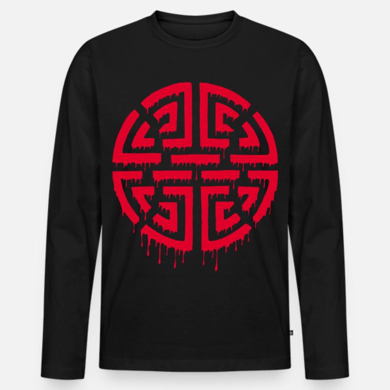 Graffiti eines roten Labyrinths - Männer Premium Bio Langarmshirt - Schwarz