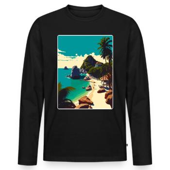 Ko Tao Thailand Thai Travel Poster Souvenir WPA - Men's Premium Organic Long Sleeve Shirt - black - Front - Nico (187cm)