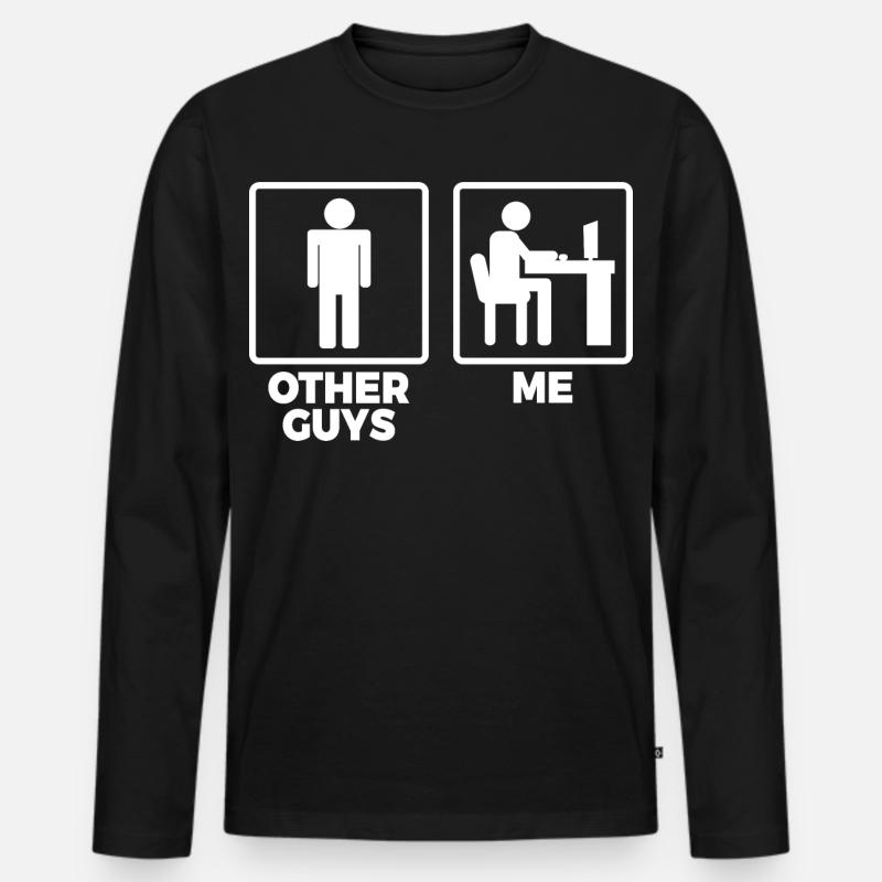 Software Ingenieur Strichfiguren - Männer Premium Bio Langarmshirt - Schwarz
