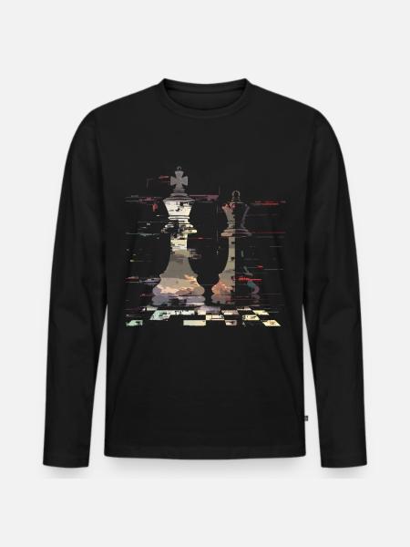 Chess Queen and King Graphic - Men's Premium Organic Long Sleeve Shirt - black