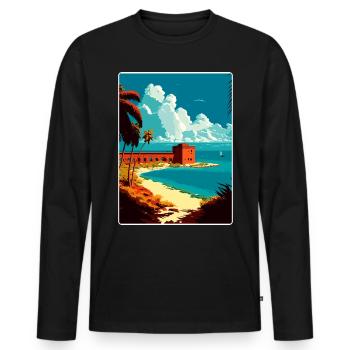 Affiche de voyage souvenir du parc national de Tortugas sèche - T-shirt manches longues Premium bio Homme - noir - Devant - Nico (187cm)