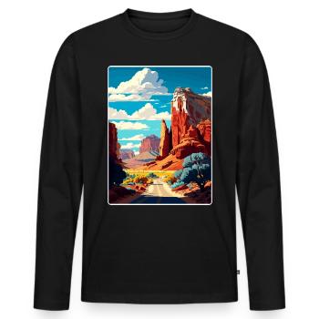 Capitol Reef National Park Travel Poster Souvenir - Men's Premium Organic Long Sleeve Shirt - black - Front - Nico (187cm)