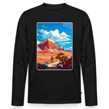Capitol Reef National Park Travel Poster Souvenir - Men's Premium Organic Long Sleeve Shirt - black - Front - Nico (187cm)