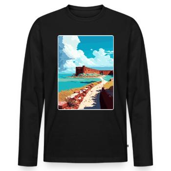 Affiche de voyage souvenir du parc national de Tortugas sèche - T-shirt manches longues Premium bio Homme - noir - Devant - Nico (187cm)