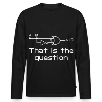 Telle est la question - T-shirt manches longues Premium bio Homme - noir - Devant - Nico (187cm)