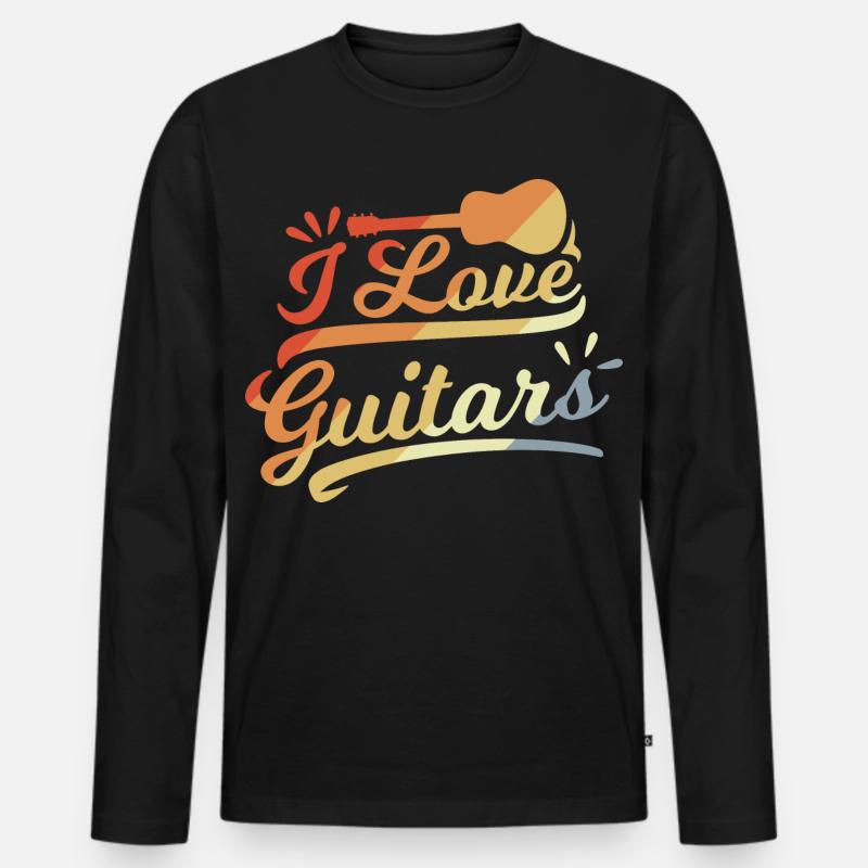 Gitarren Liebe - Männer Premium Bio Langarmshirt - Schwarz
