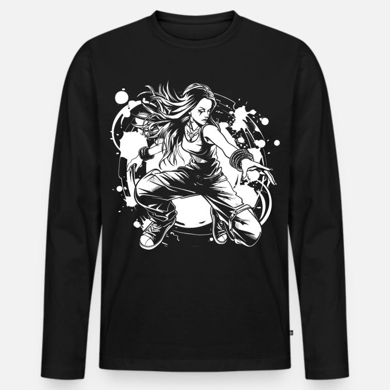 Breakdancer Mädchen - Männer Premium Bio Langarmshirt - Schwarz