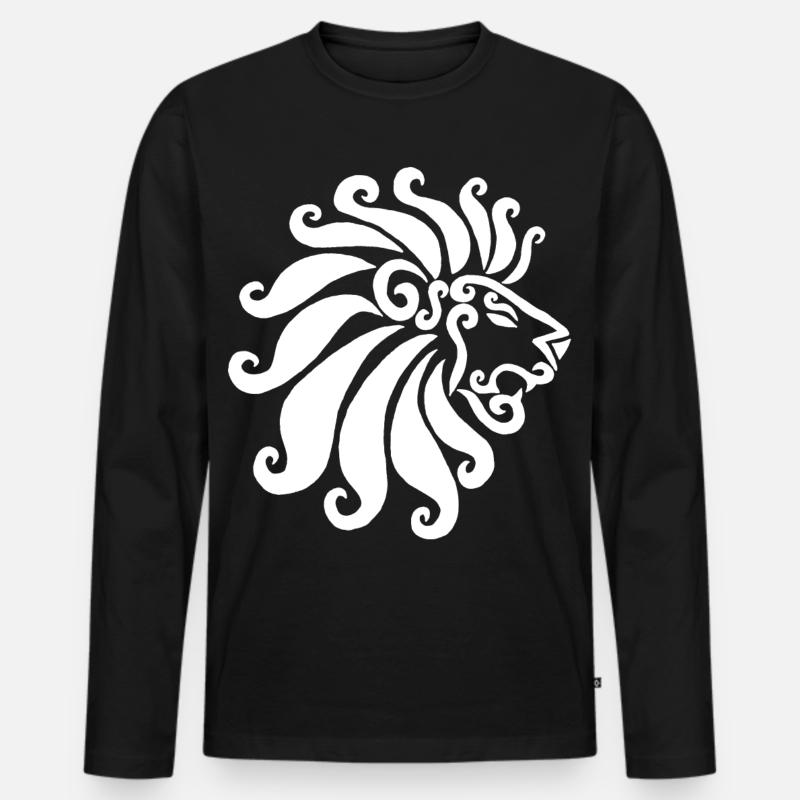 Weißer Löwe - Männer Premium Bio Langarmshirt - Schwarz